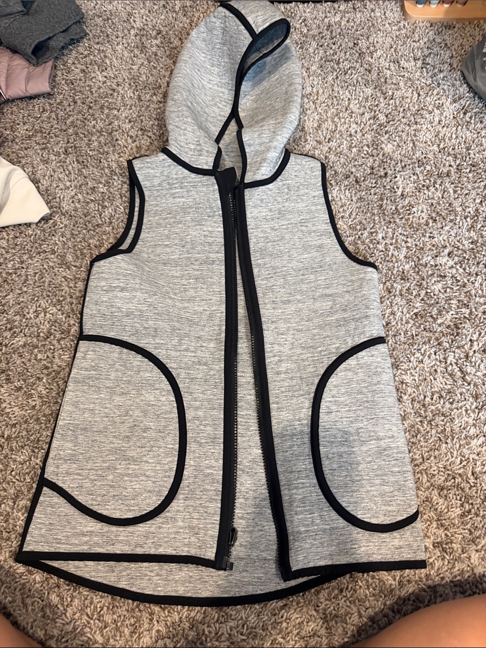lululemon athletica Heather Gray Hooded Vest with Black Trim